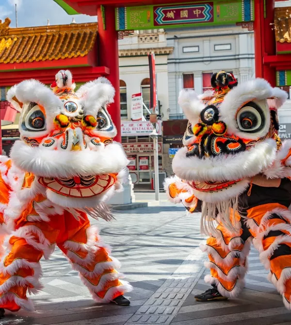 two Chinese traditional lions in Chinatown Mall, Fortitude Valley