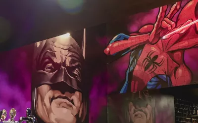 Mural of batman and spiderman