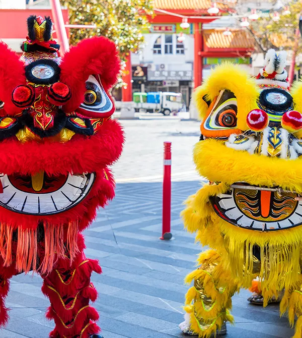 2 traditional Chinese lion dances